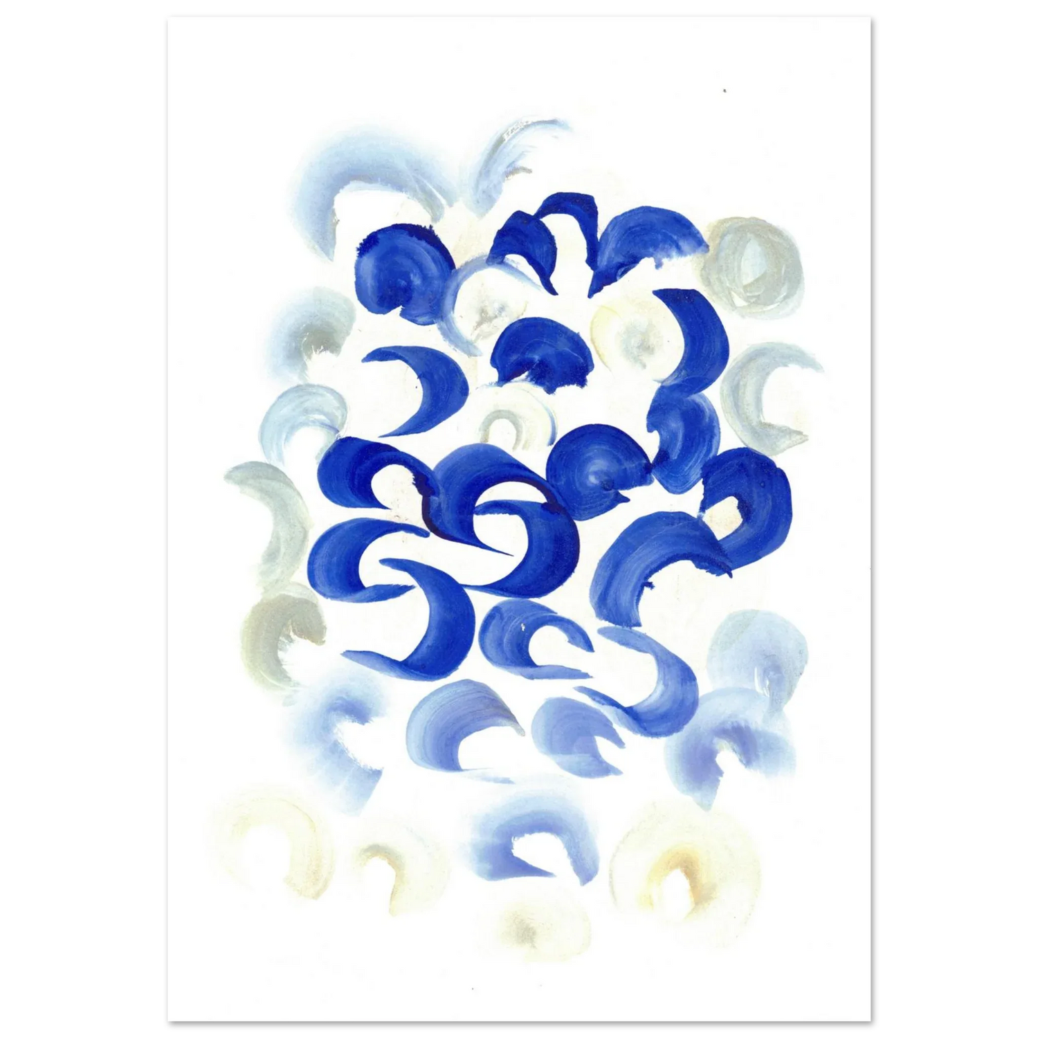Abstract Swirls in Serene Blue & Beige Premium Matte Paper Poster - Laure Leprince - Artiste Peintre