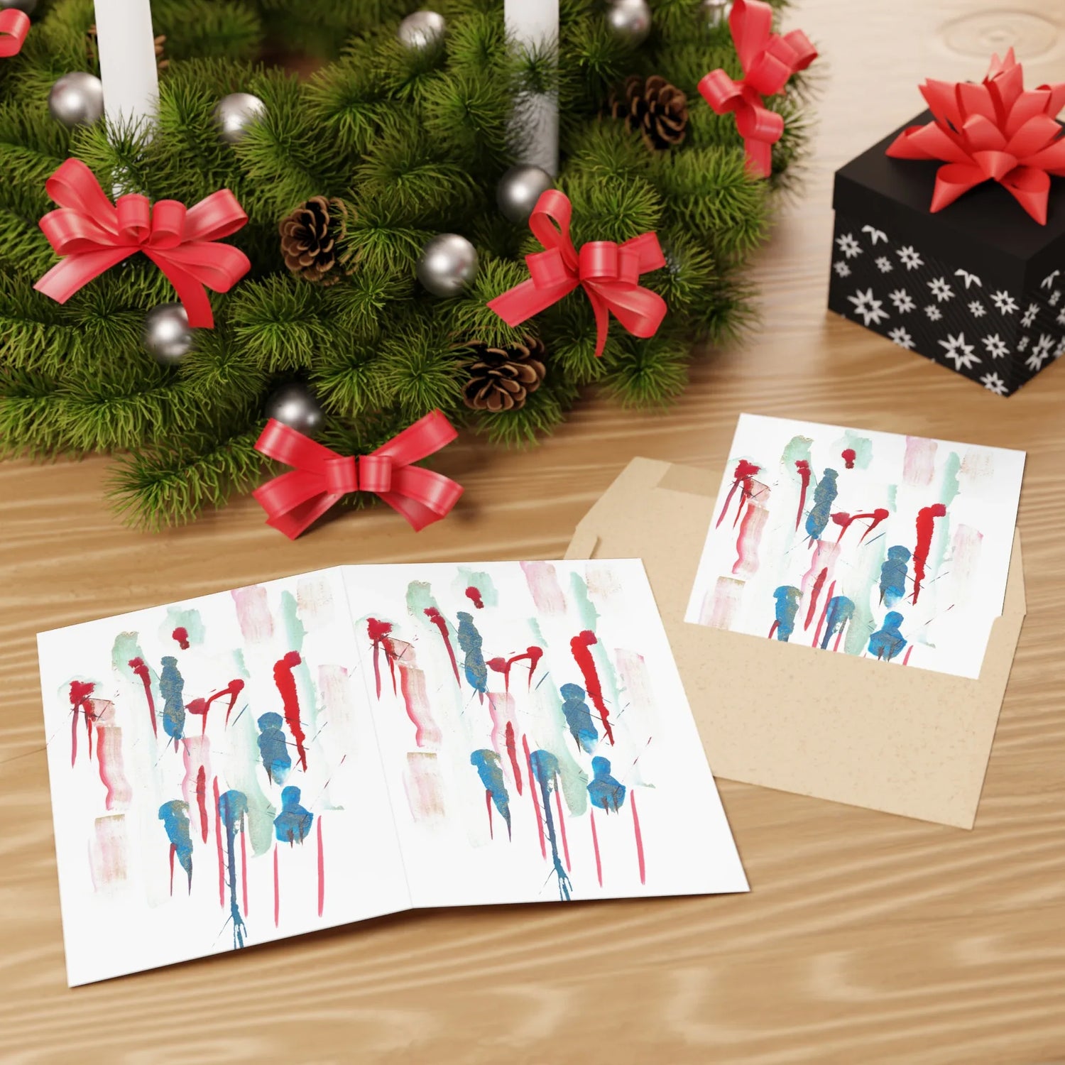 Personnages Deco Patterns Blue #16 Leaf Greeting Card - Elegant - Laure Leprince - Artiste Peintre