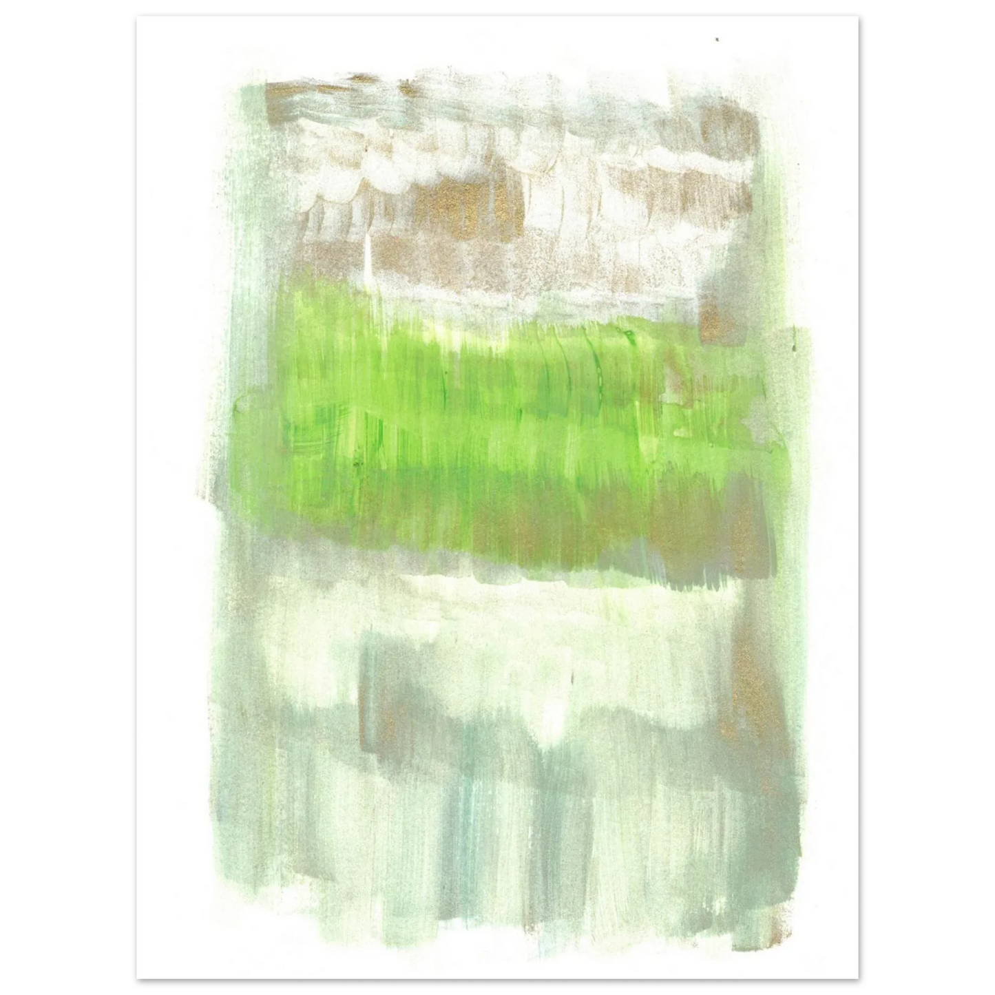 Abstract Spring Meadow with Gold Shimmer - Premium Matte Paper Poster RDJ3-1 - Laure Leprince - Artiste Peintre