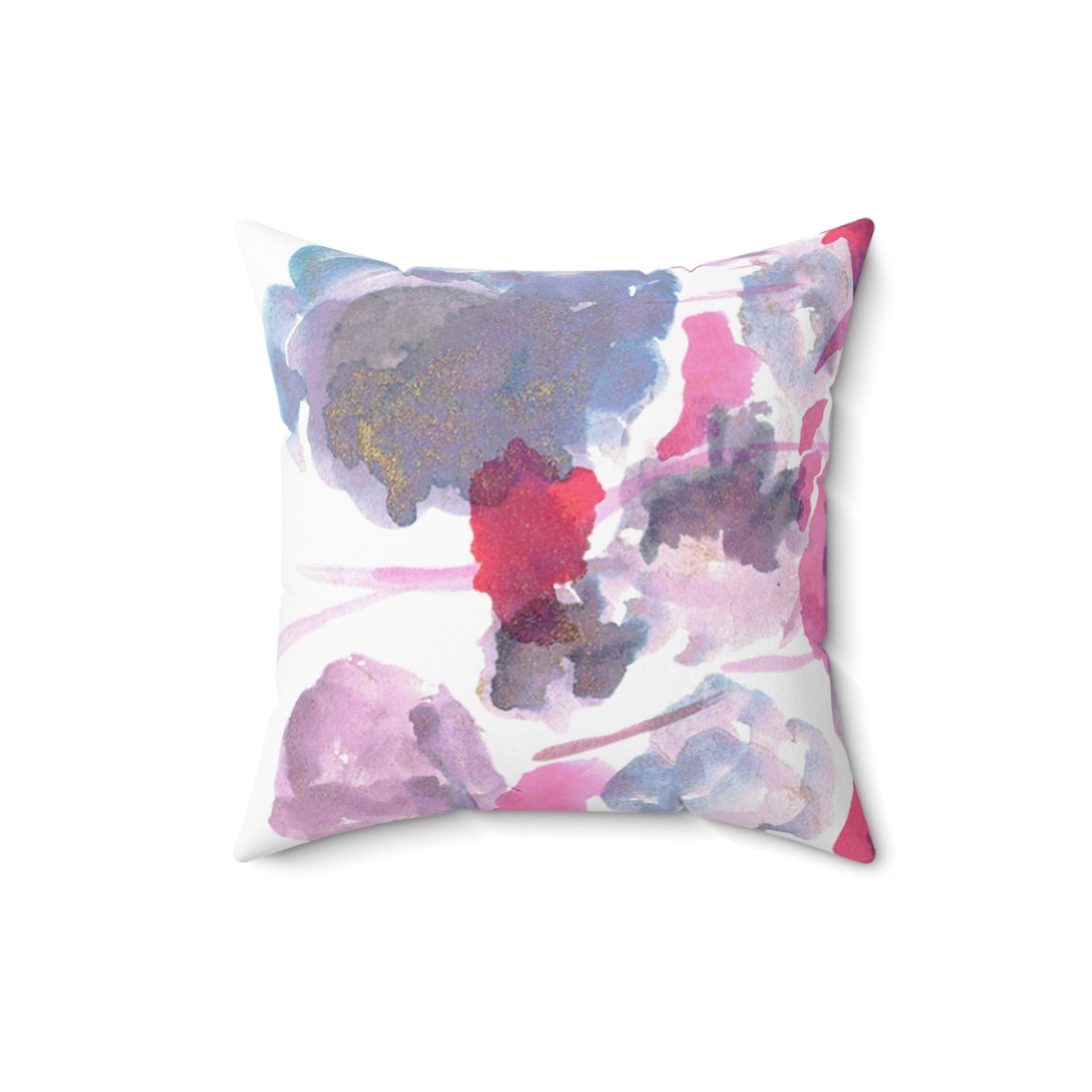 Square Throw Pillow Jardin des Ombrelles  — Minimal Rose Brushstroke Accent