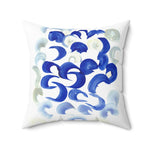 Square Throw Pillow Blue Swirls — Minimal Blue Brushstroke Accent - Laure Leprince - Artiste Peintre
