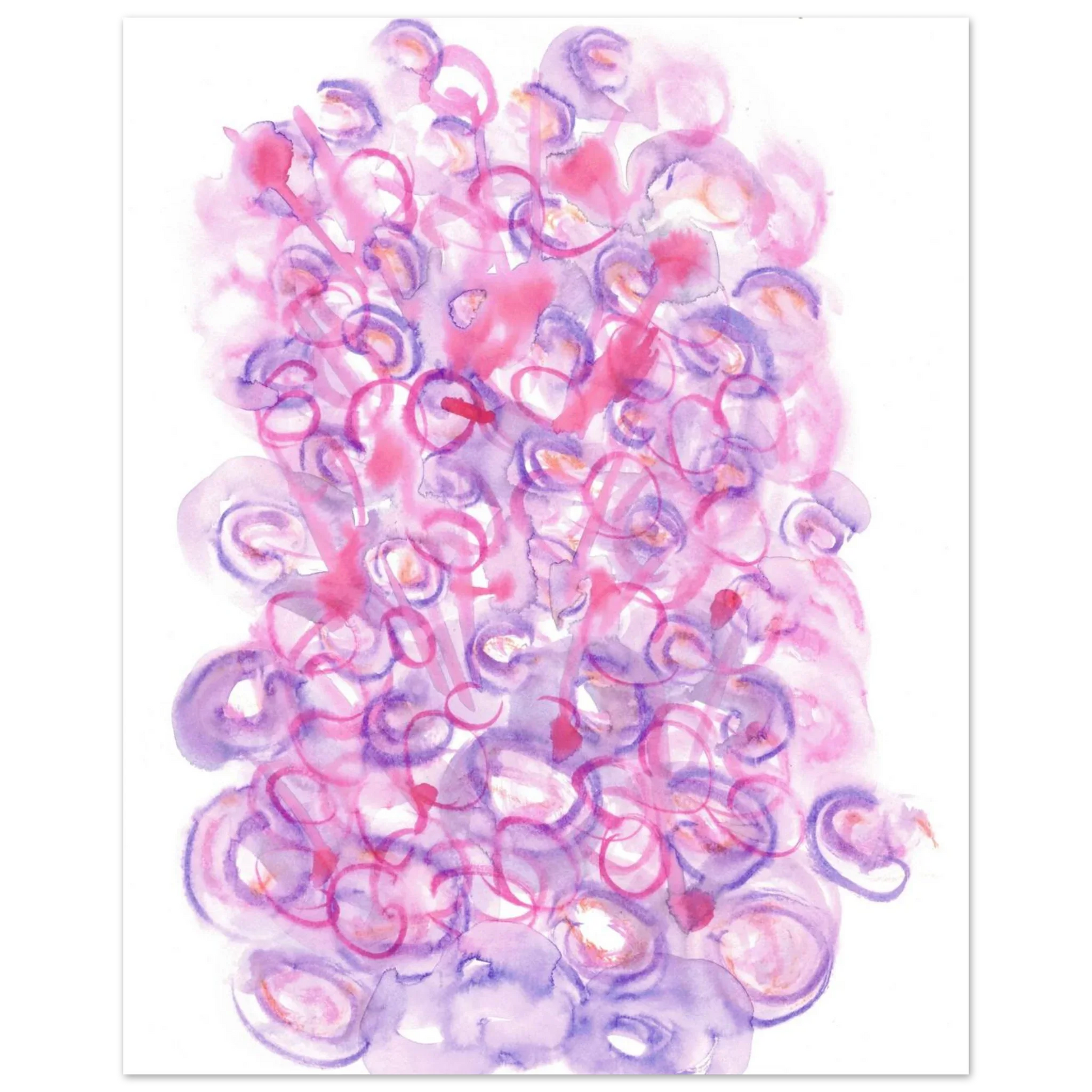 Abstract Swirls Watercolour Poster in Pink & Purple - Premium Matte Paper Art Print RDJ3-1 - Laure Leprince - Artiste Peintre