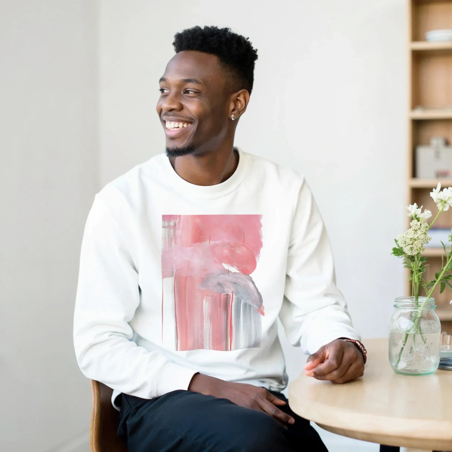 Sweatshirt Unisexe Classique Blush Cascade – Impression Artistique Multicolore - Laure Leprince - Artiste Peintre