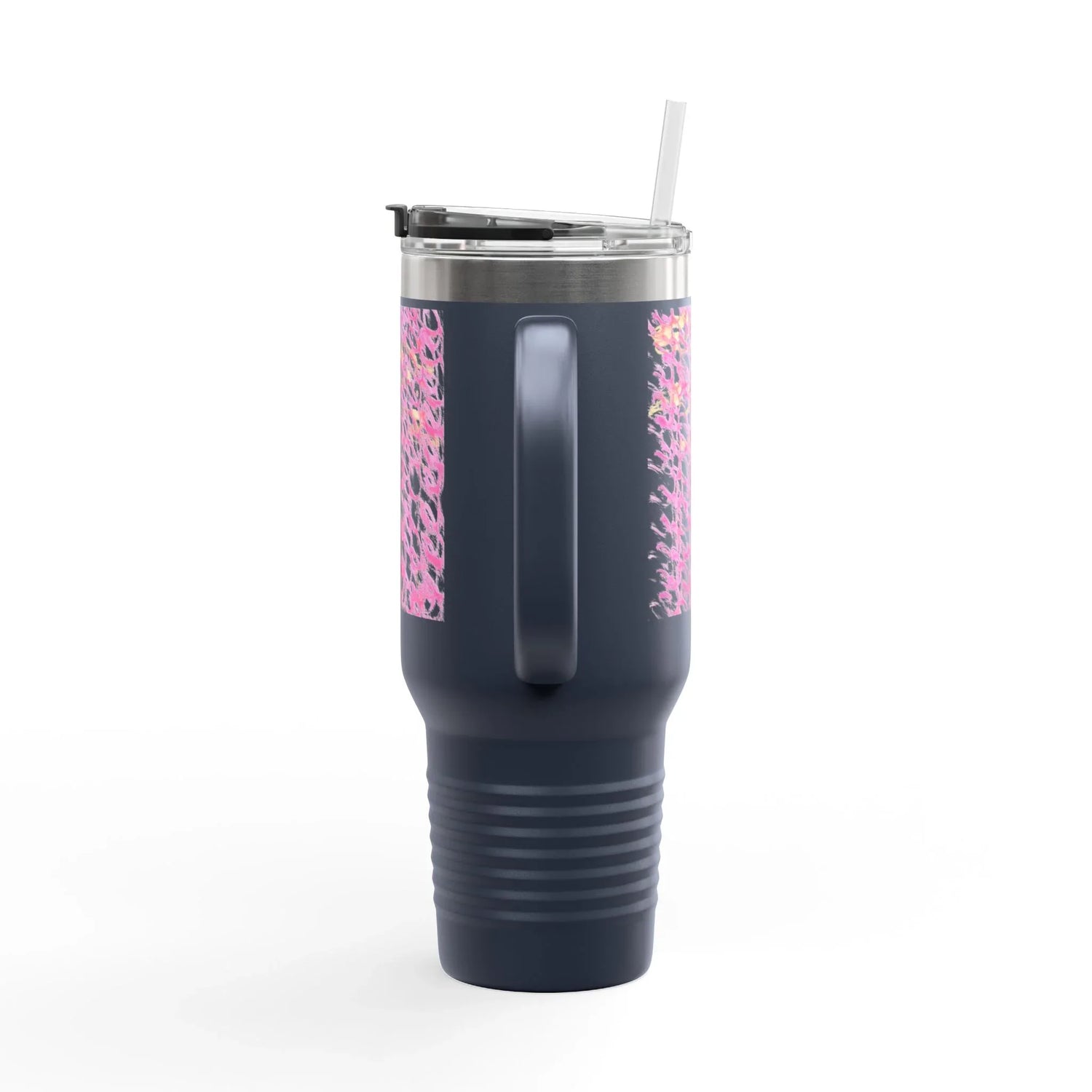 40oz Insulated Travel Mug – Pink Waves Watercolor Design - Laure Leprince - Artiste Peintre