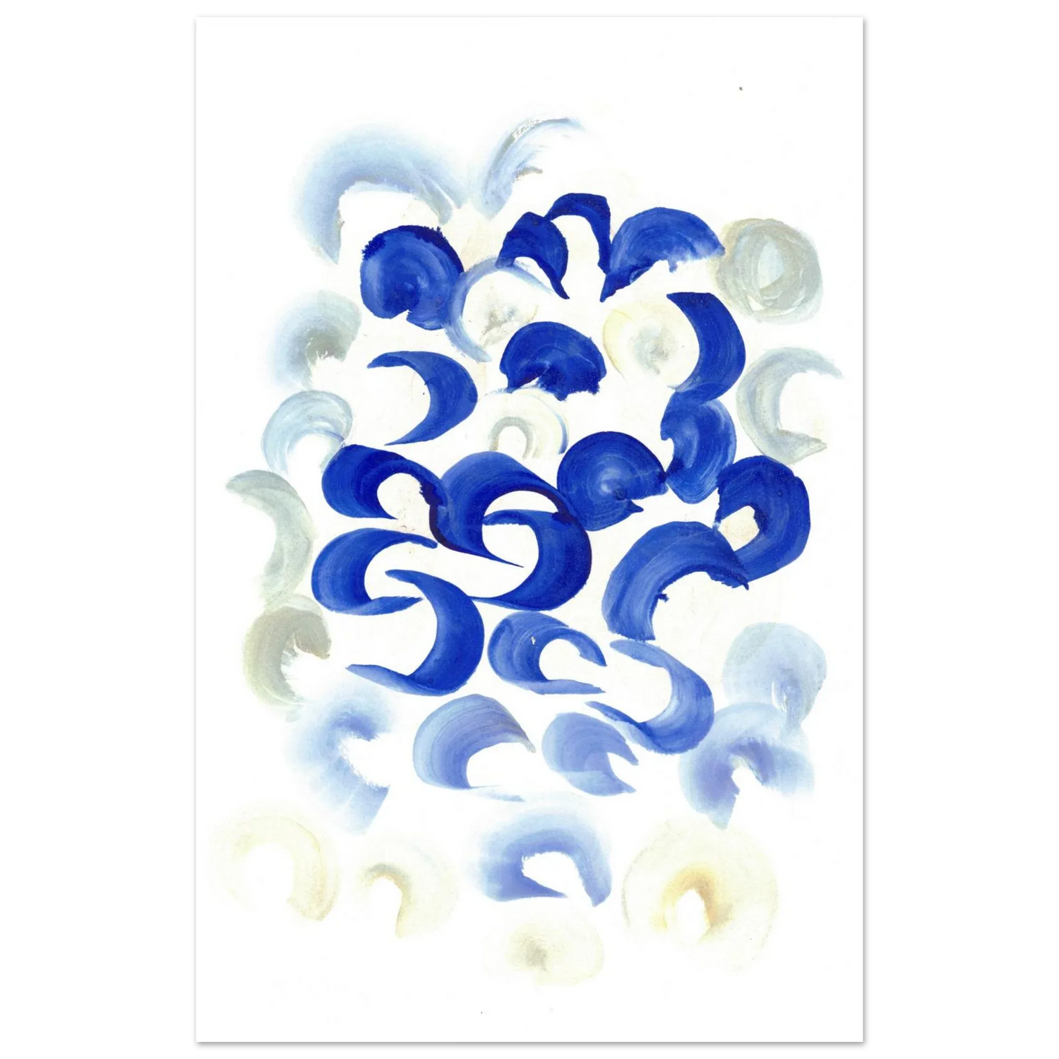 Abstract Swirls in Serene Blue & Beige Premium Matte Paper Poster - Laure Leprince - Artiste Peintre
