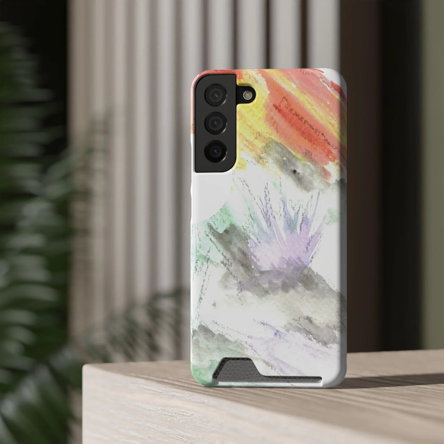 Samsung Phone Card Case Lavander Drift — Yellow Watercolor Flower Wallet - Laure Leprince - Artiste Peintre