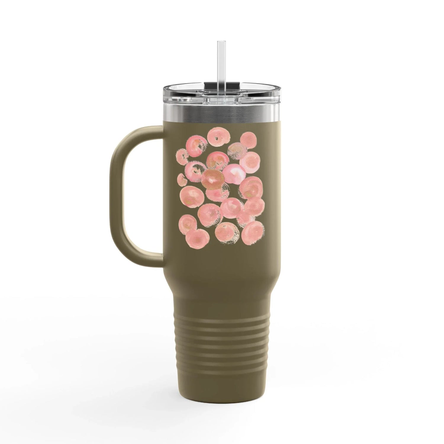 40oz Insulated Travel Mug – Rosee Petale Watercolor Design - Laure Leprince - Artiste Peintre
