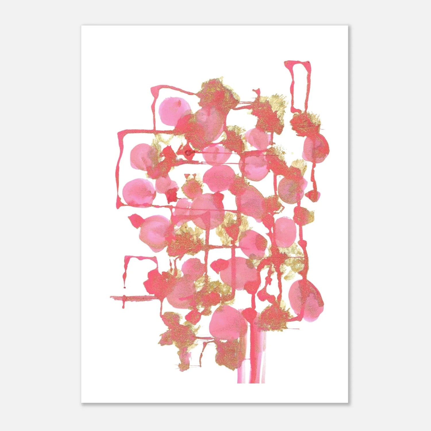 Affiche premium sur papier mat Reseau Framboise – Art mural de qualité supérieure - Laure Leprince - Artiste Peintre