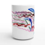Mug en céramique blanche 44 cl Coral Dance – Grand format, design et qualité durable - Laure Leprince - Artiste Peintre