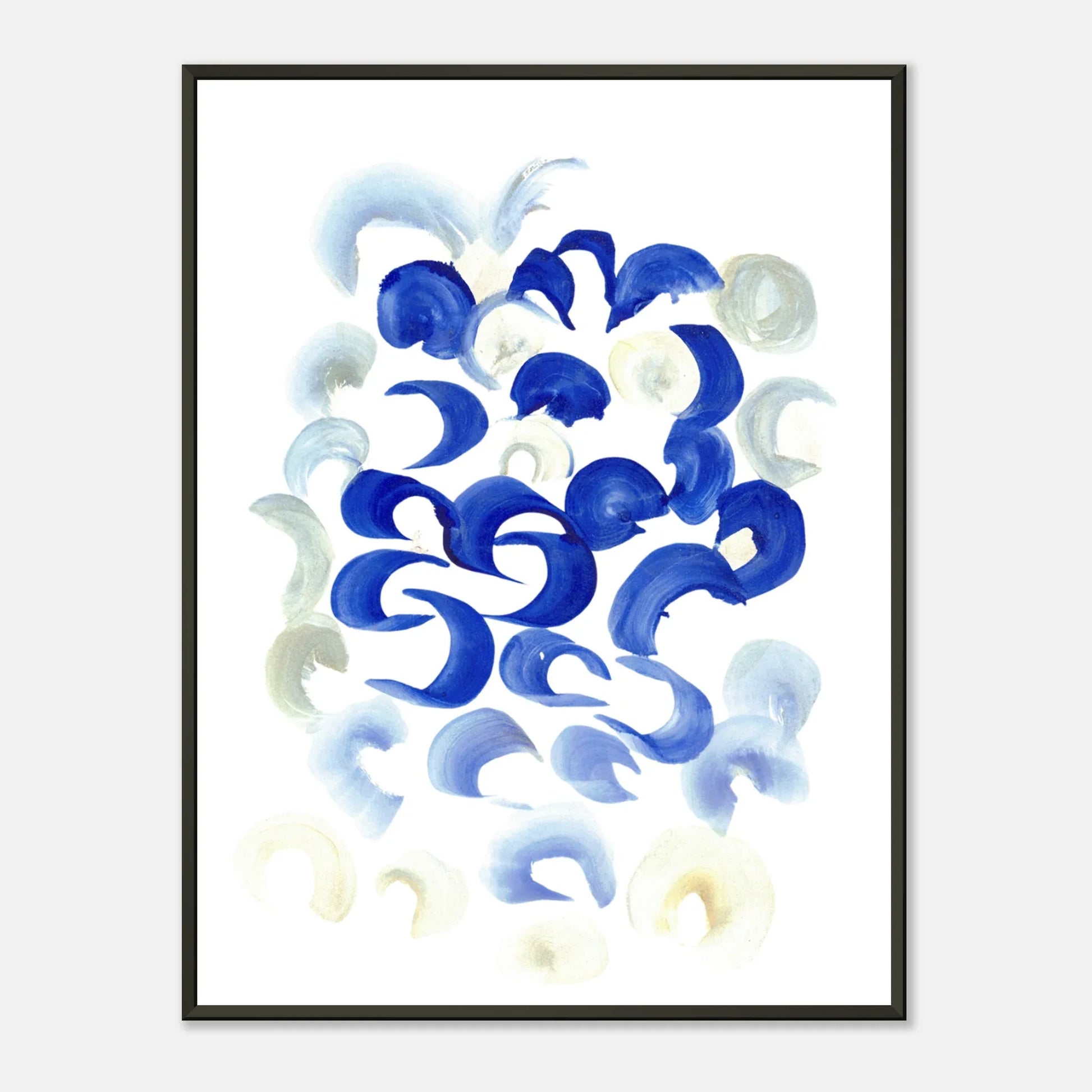 Classic Semi-Glossy Paper Metal Framed Poster Blue Swirls - Laure Leprince - Artiste Peintre