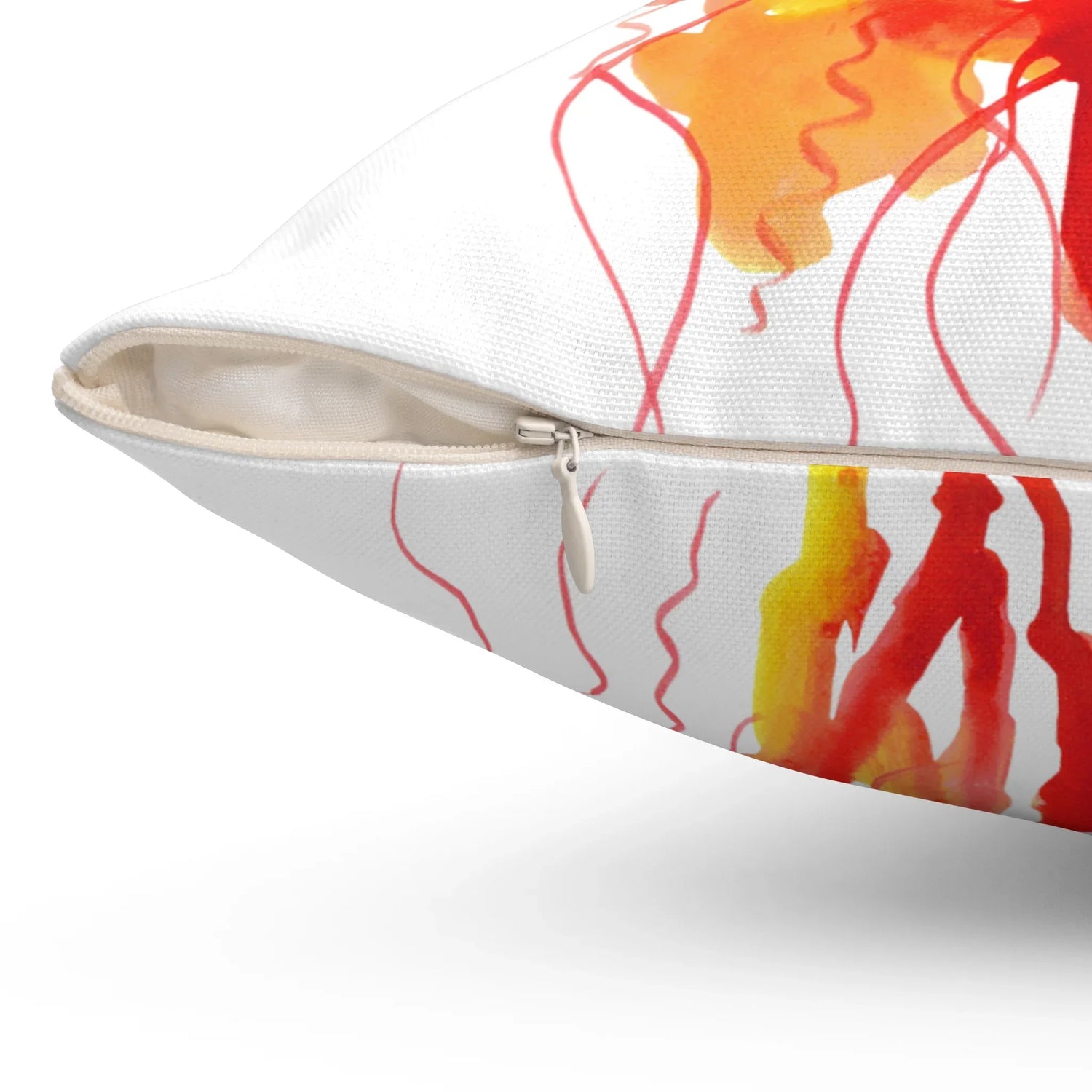 Square Throw Pillow Eclats Corail — Minimal Brushstroke Accent - Laure Leprince - Artiste Peintre