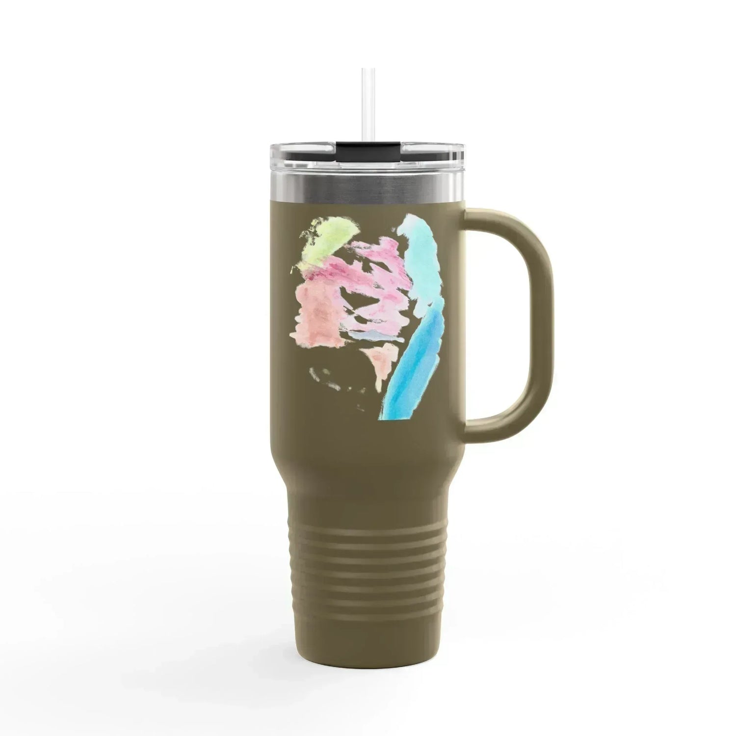 40oz Insulated Travel Mug – Aurora Pastel Watercolor Design - Laure Leprince - Artiste Peintre