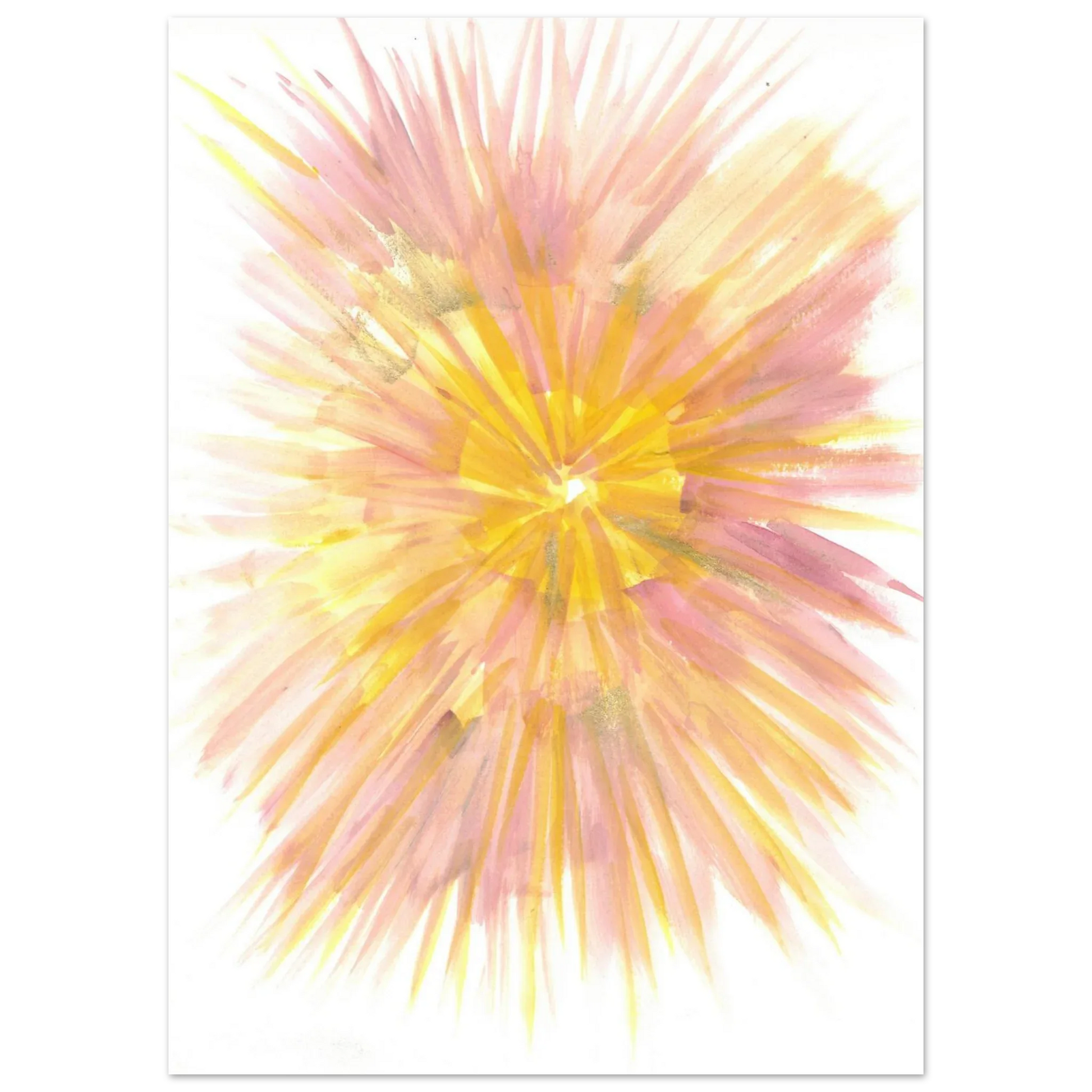 Abstract Sunrise Burst Art Print - Premium Matte Paper Poster with Dynamic Watercolor Design - Laure Leprince - Artiste Peintre