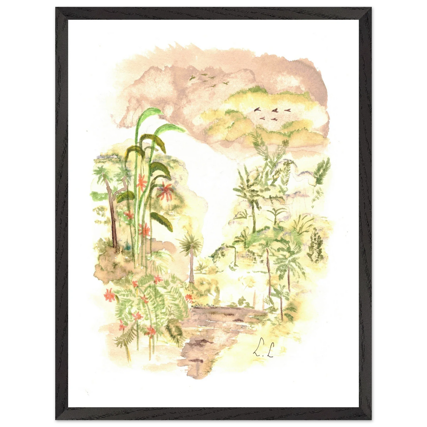 Premium Wooden Framed Poster With Premium Matte Paper Jungle - Laure Leprince - Artiste Peintre