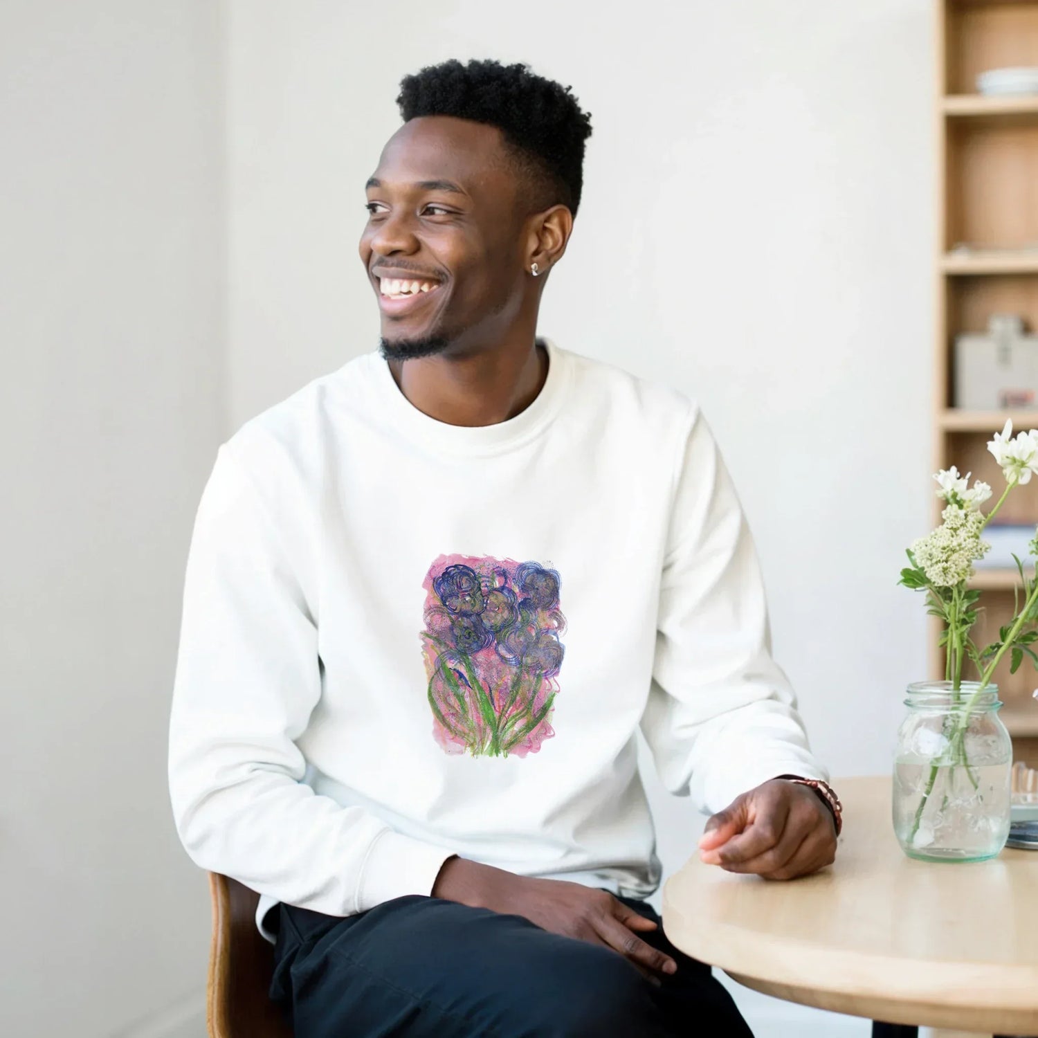 Sweatshirt Unisexe Classique Bloom Vortex– Impression Artistique Multicolore - Laure Leprince - Artiste Peintre