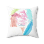 Square Throw Pillow Aurore Pastel — Minimal Brushstroke Accent - Laure Leprince - Artiste Peintre