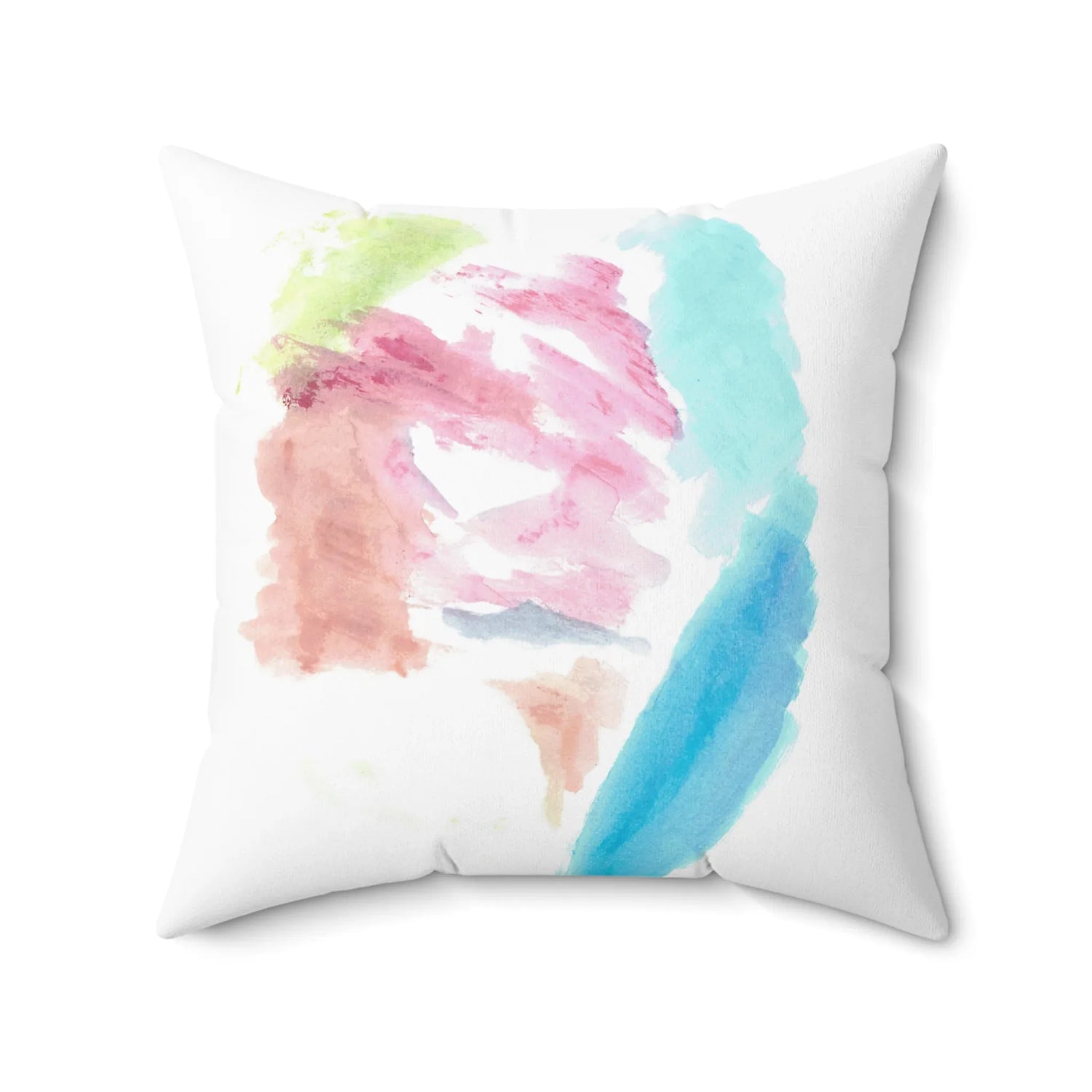 Square Throw Pillow Aurore Pastel — Minimal Brushstroke Accent - Laure Leprince - Artiste Peintre