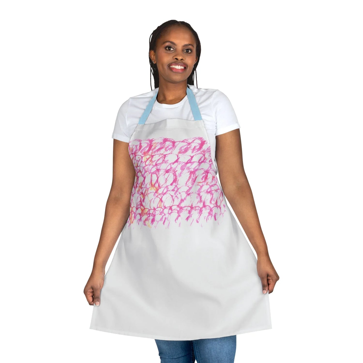 Abstract Apron Pink Waves – Artistic Kitchen Chef Gift - Laure Leprince - Artiste Peintre