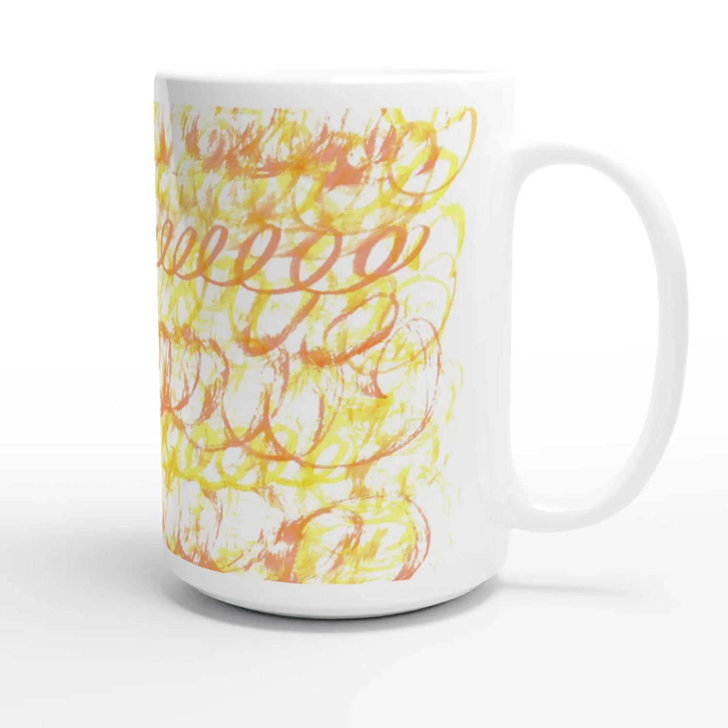Mug en céramique blanche 44 Yellow Waves – Grand format, design et qualité durable - Laure Leprince - Artiste Peintre