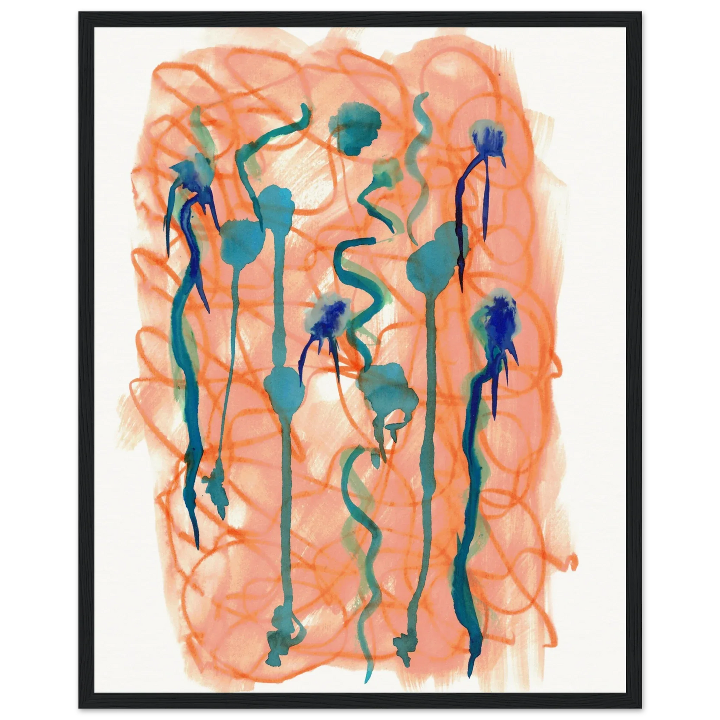 Affiche Encadrée Museum-Quality Matte Paper Wooden Framed Saphir Ambre - Laure Leprince - Artiste Peintre