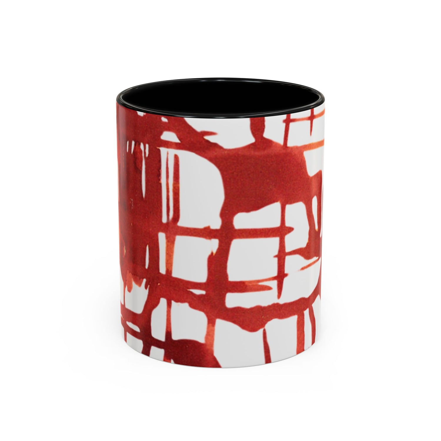 Red Abstract Drip Art Accent Coffee Mug — Solar Frame Ceramic (11/15 oz)