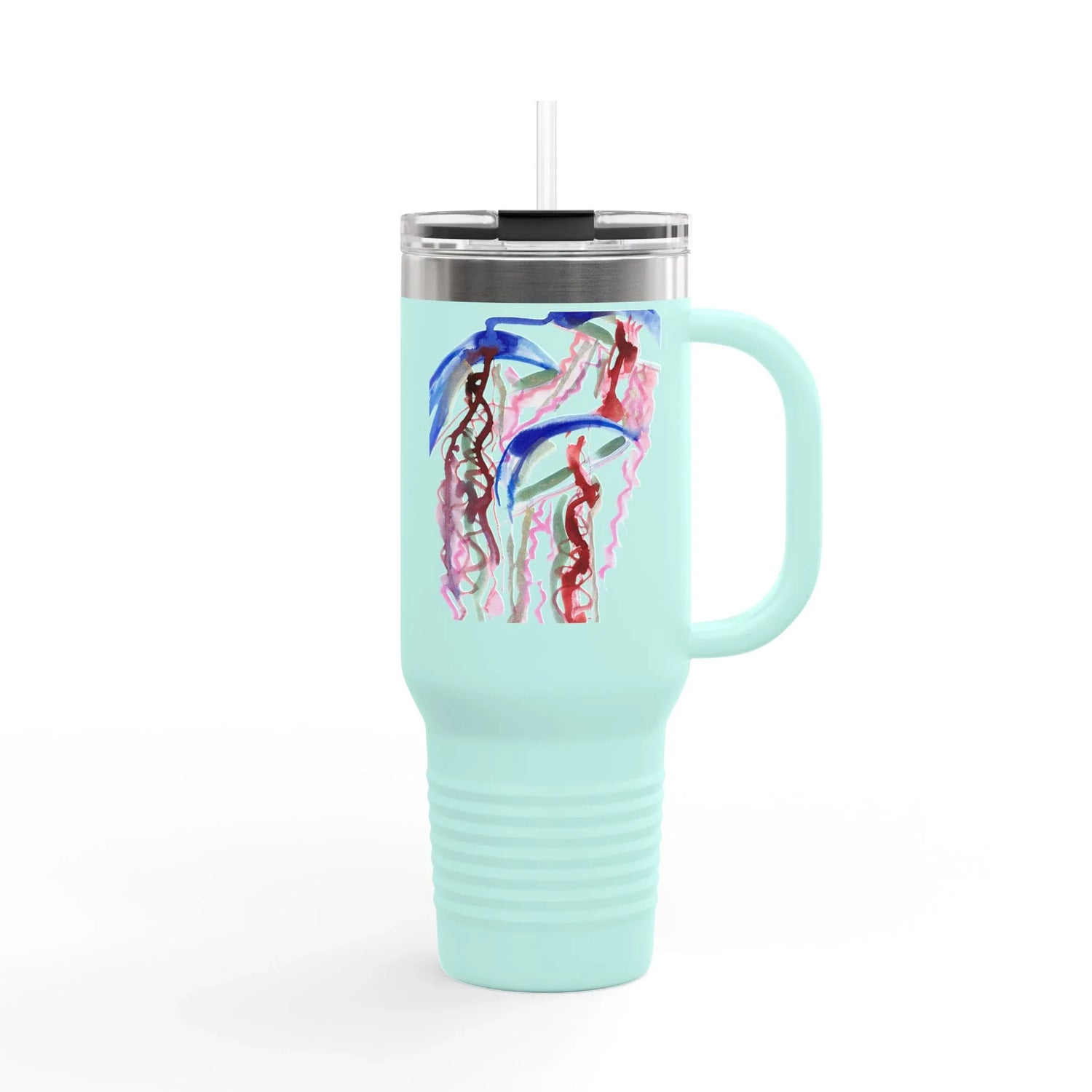 40oz Insulated Travel Mug – Coral Dance Watercolor Design - Laure Leprince - Artiste Peintre
