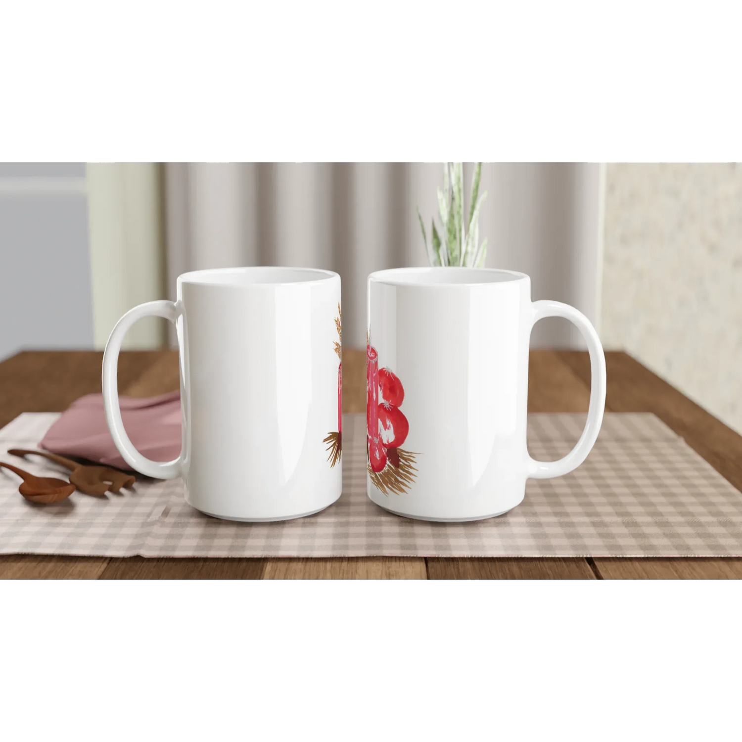 Mug en céramique blanche 44 cl Bougie – Grand format, design et qualité durable - Laure Leprince - Artiste Peintre