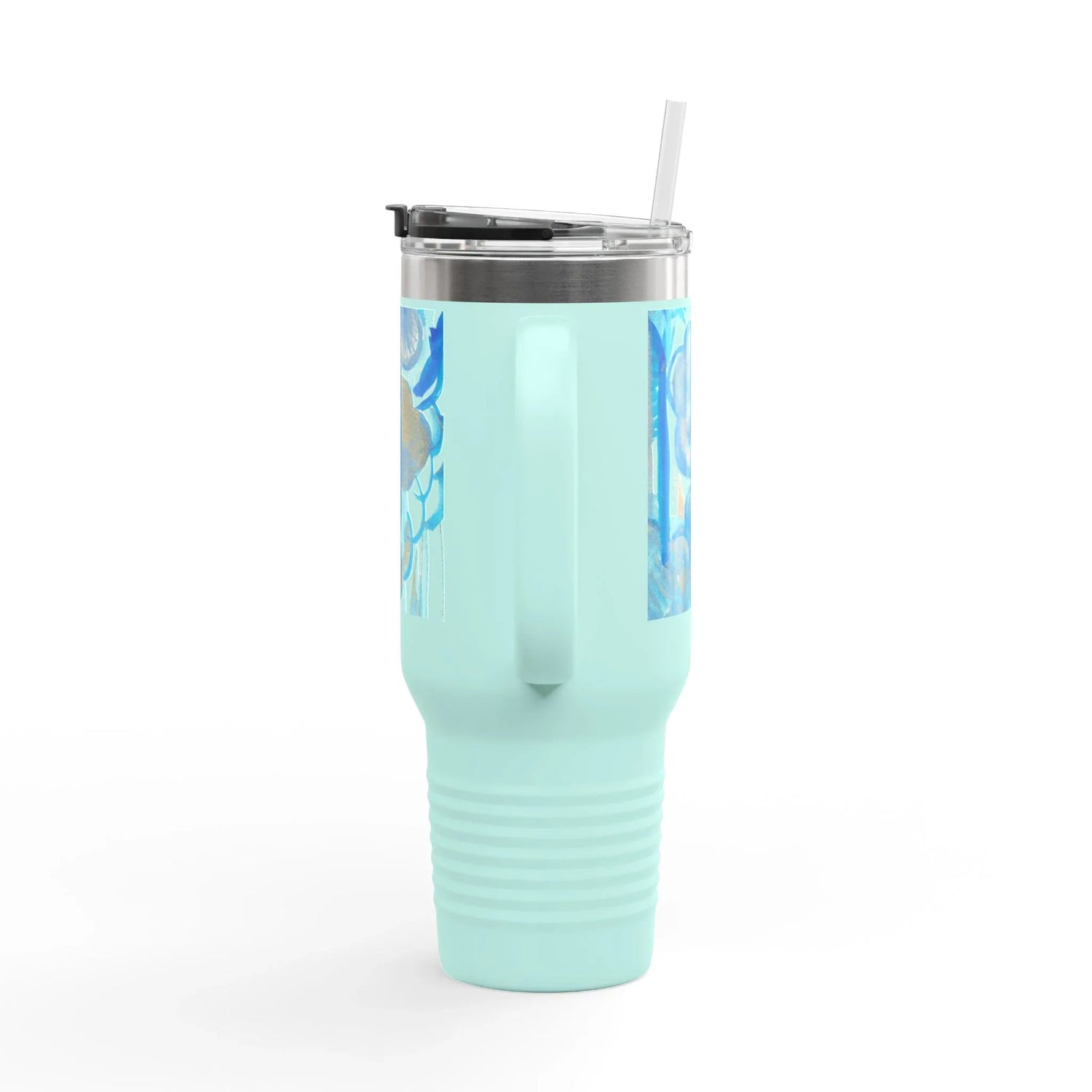 40oz Insulated Travel Mug – Ocean Bloom Watercolor Design - Laure Leprince - Artiste Peintre