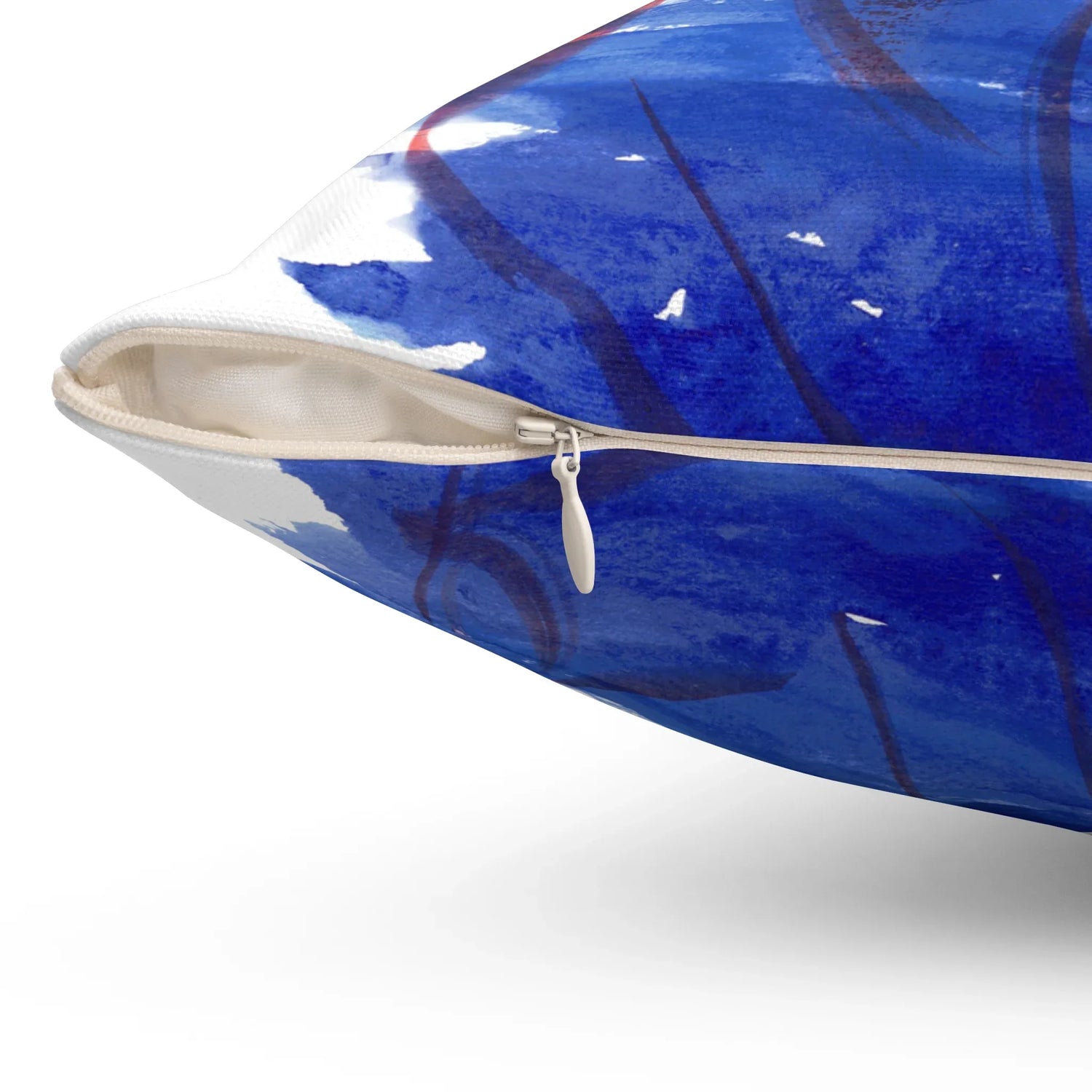 Square Throw Pillow Midnight Siren — Minimal Brushstroke Accent - Laure Leprince - Artiste Peintre