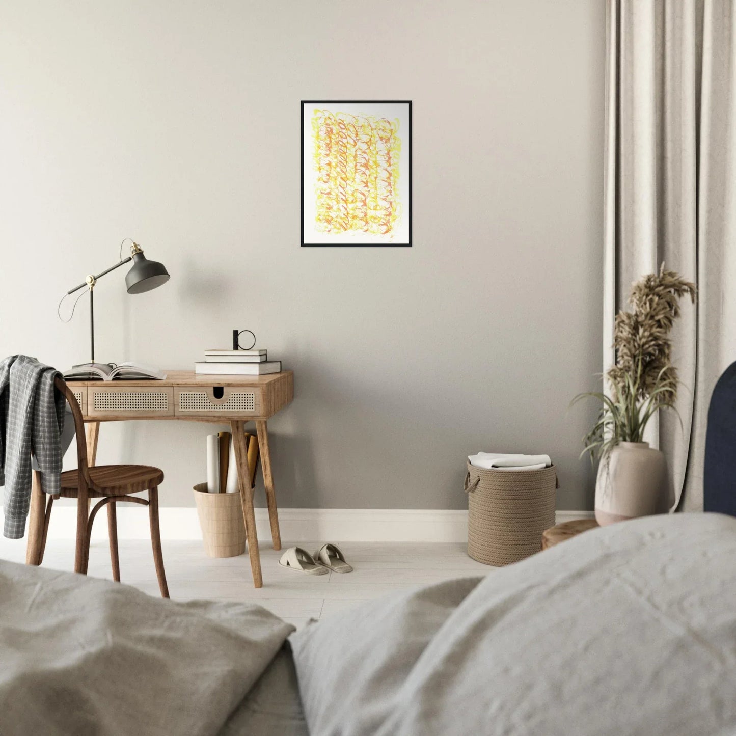 Affiche Encadrée Museum-Quality Matte Paper Wooden Framed Yellow waves - Laure Leprince - Artiste Peintre