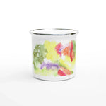 Mug en émail blanc 35 cl Eclosion Chromatique – Léger, vintage et résistant - Laure Leprince - Artiste Peintre