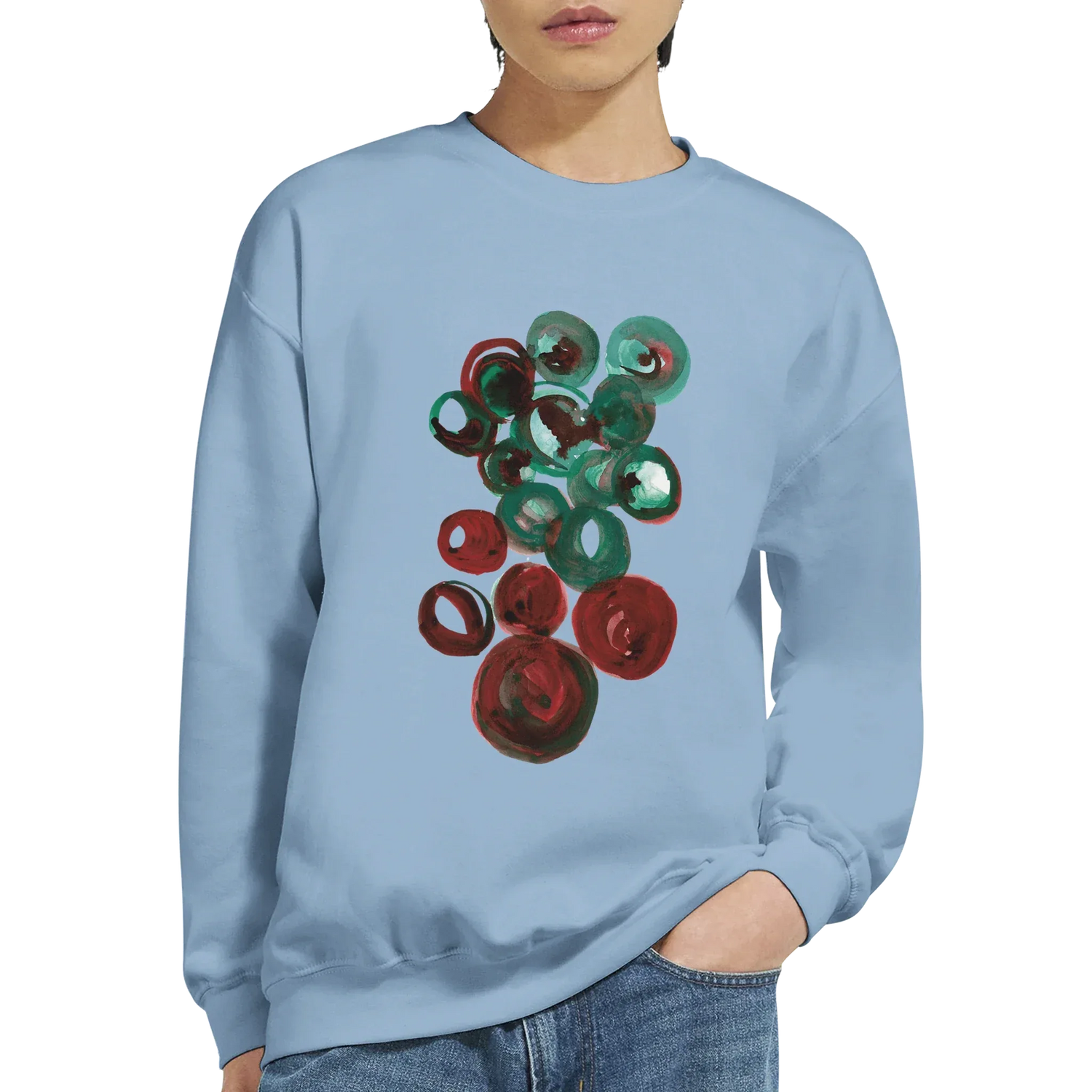 Sweatshirt Unisexe Classique Resonance Emeraude – Impression Artistique Multicolore - Laure Leprince - Artiste Peintre