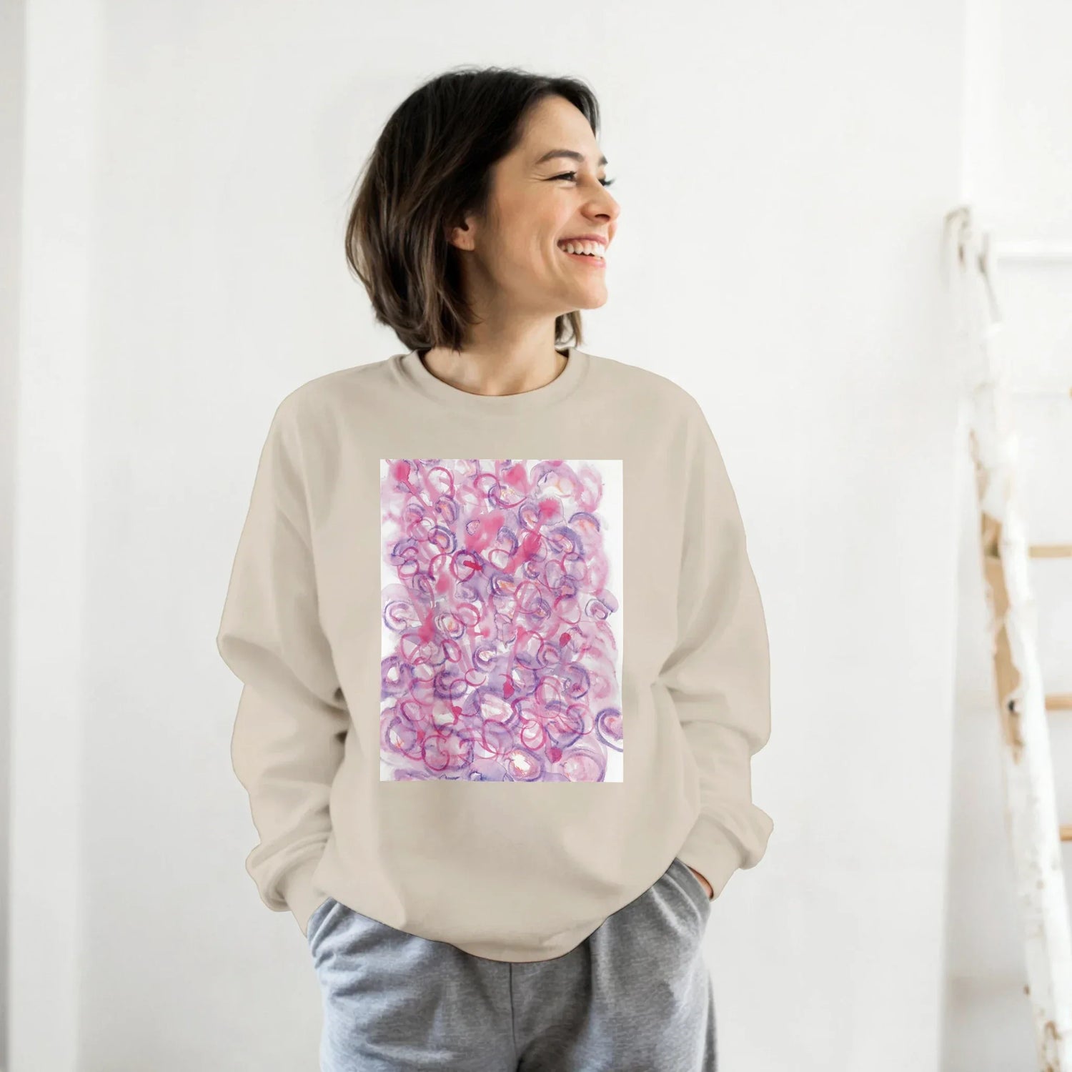 Sweatshirt Unisexe Classique Floraison intime– Impression Artistique Multicolore - Laure Leprince - Artiste Peintre
