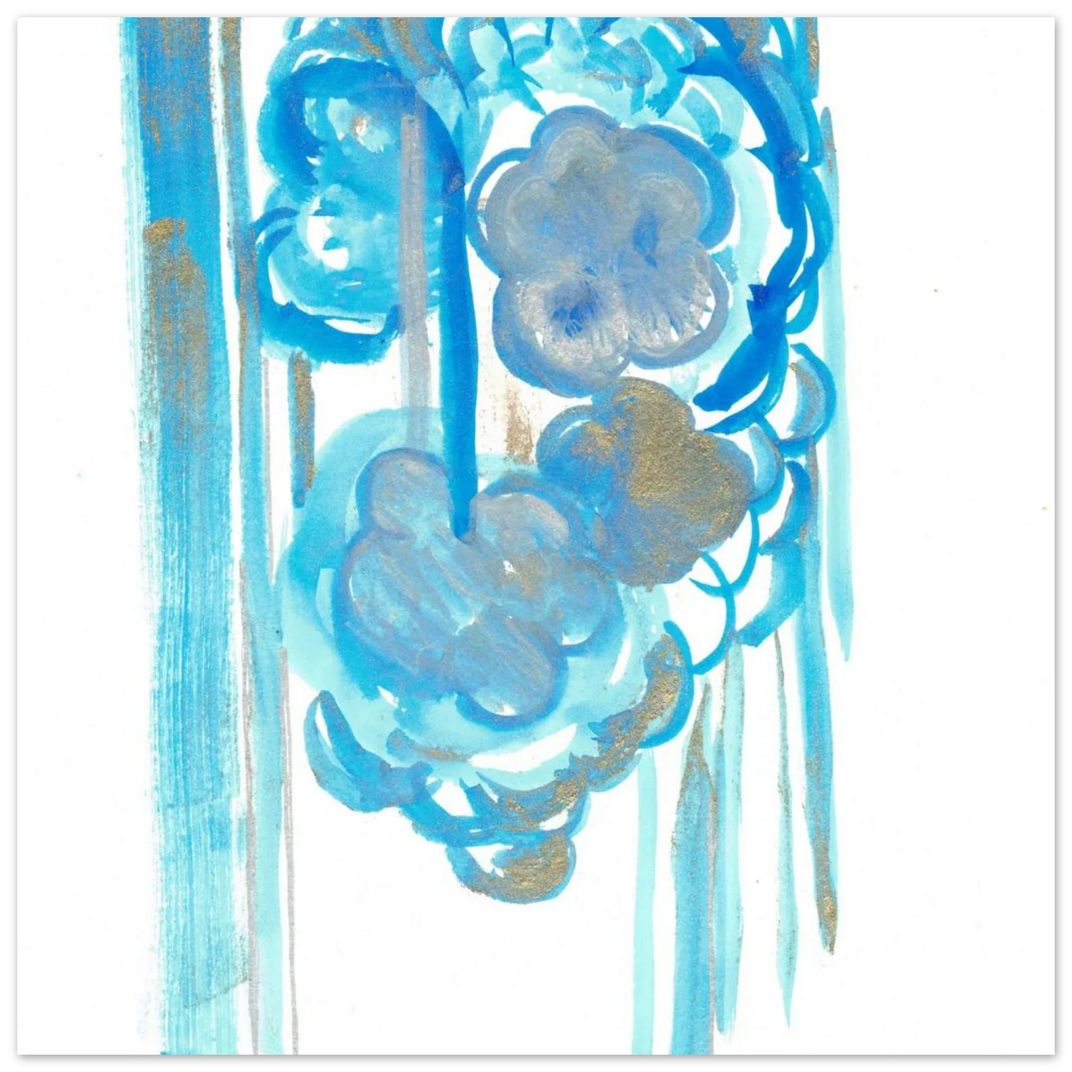 Abstract Azure & Gold Dreamscape Poster - Premium Matte Art Print in Various Sizes - Laure Leprince - Artiste Peintre