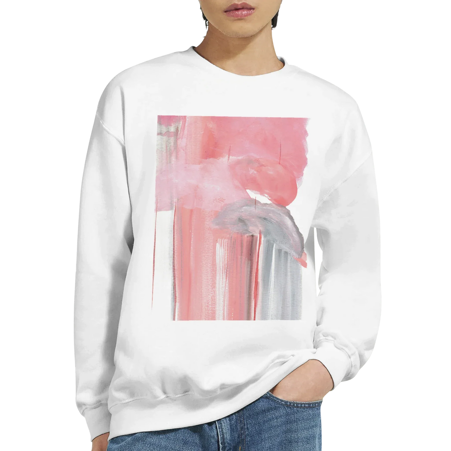 Sweatshirt Unisexe Classique Blush Cascade – Impression Artistique Multicolore - Laure Leprince - Artiste Peintre