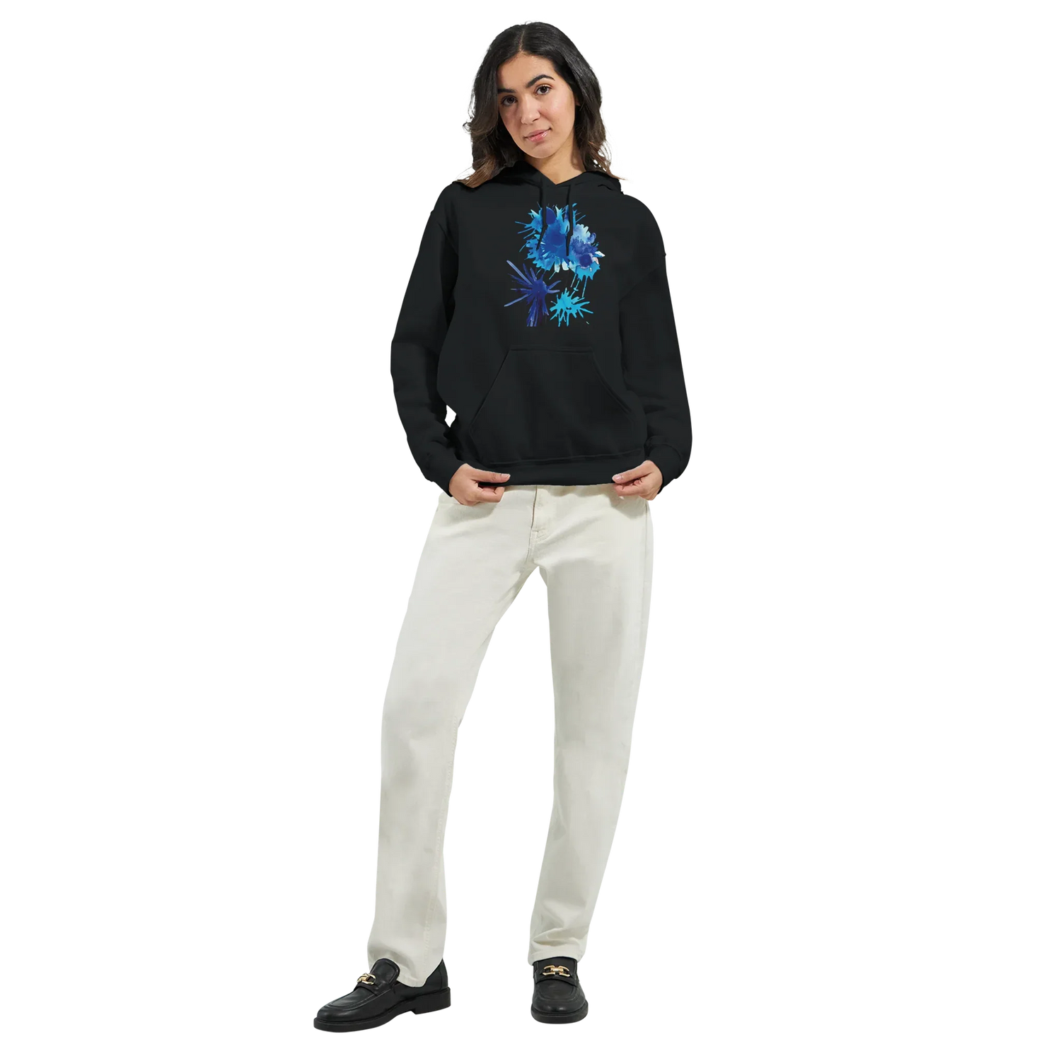 Sweat à capuche unisexe artistique bleuets| Gildan® 18500 - Laure Leprince - Artiste Peintre