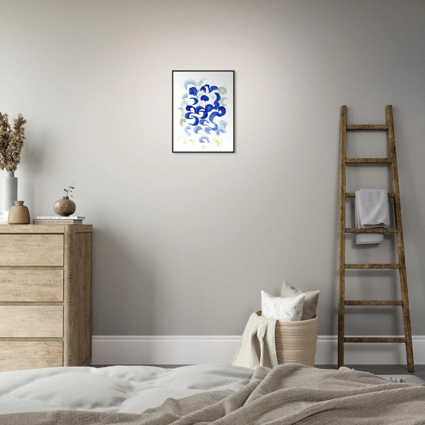 Classic Semi-Glossy Paper Metal Framed Poster Blue Swirls - Laure Leprince - Artiste Peintre
