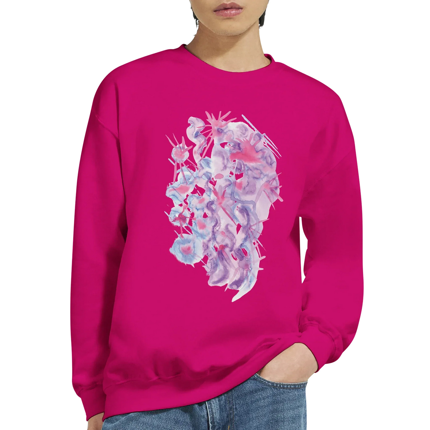 Sweatshirt Unisexe Classique Nebuleuse Pourpre – Impression Artistique Multicolore - Laure Leprince - Artiste Peintre