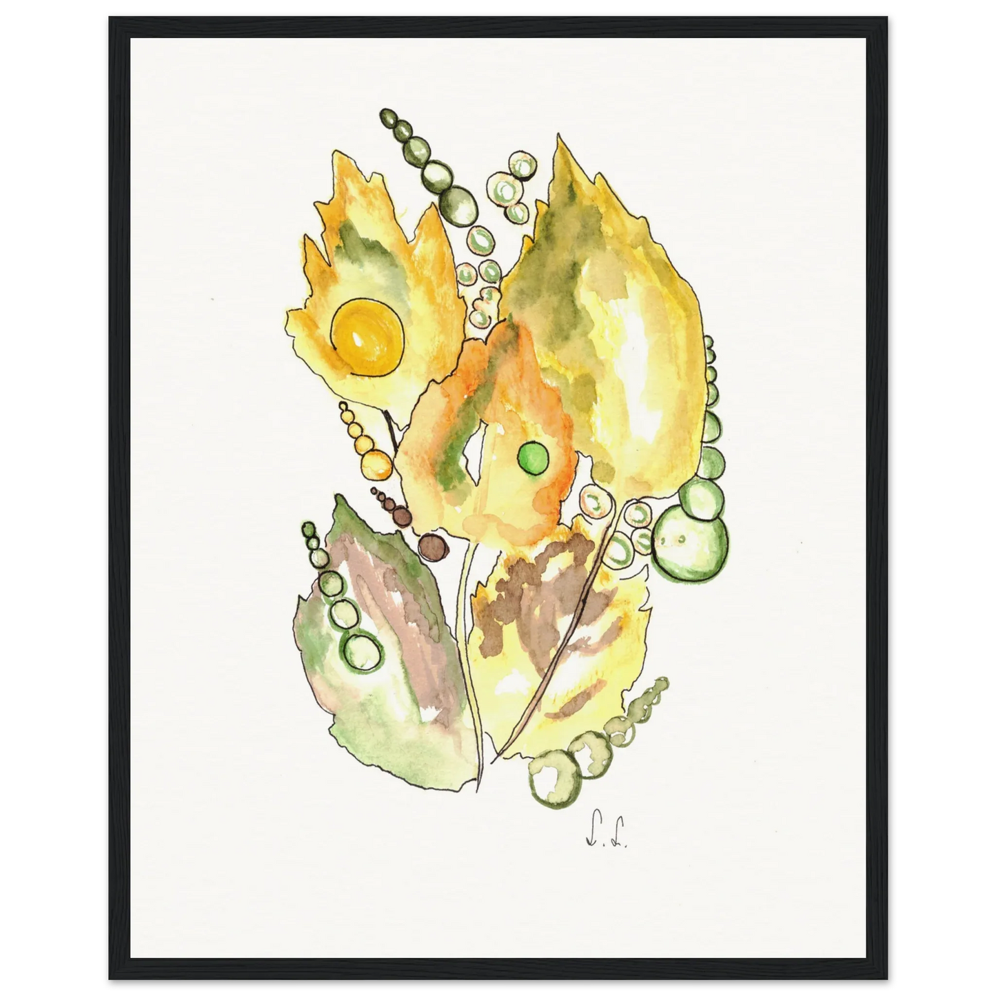 Museum-Quality Matte Paper Wooden Framed Poster Feuillaison - Laure Leprince - Artiste Peintre