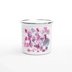 Mug en émail blanc 35 cl Jardin des Ombrelles – Léger, vintage et résistant - Laure Leprince - Artiste Peintre