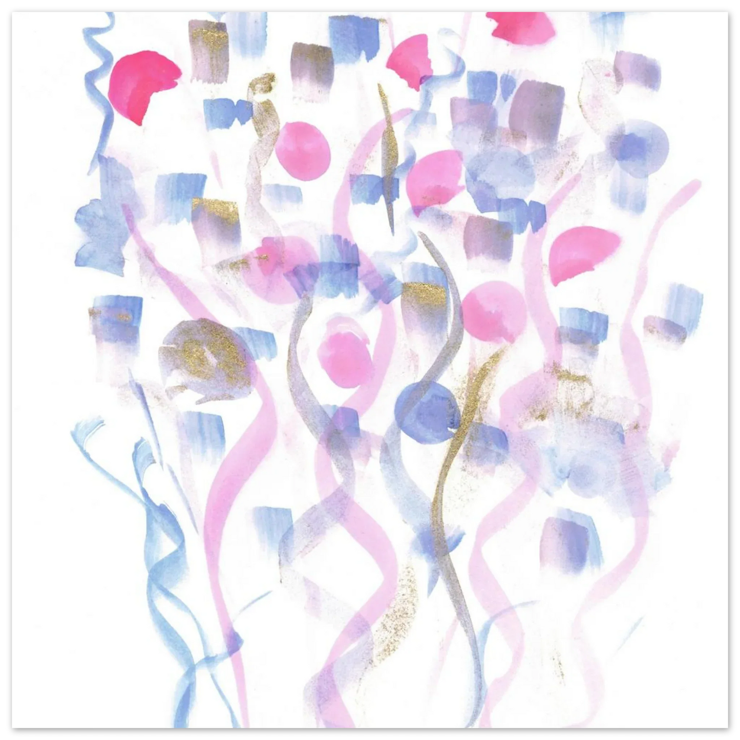 Abstract Watercolor Dreamscape Poster - Pastel Hues & Gold Flecks RDJ3-1 - Laure Leprince - Artiste Peintre