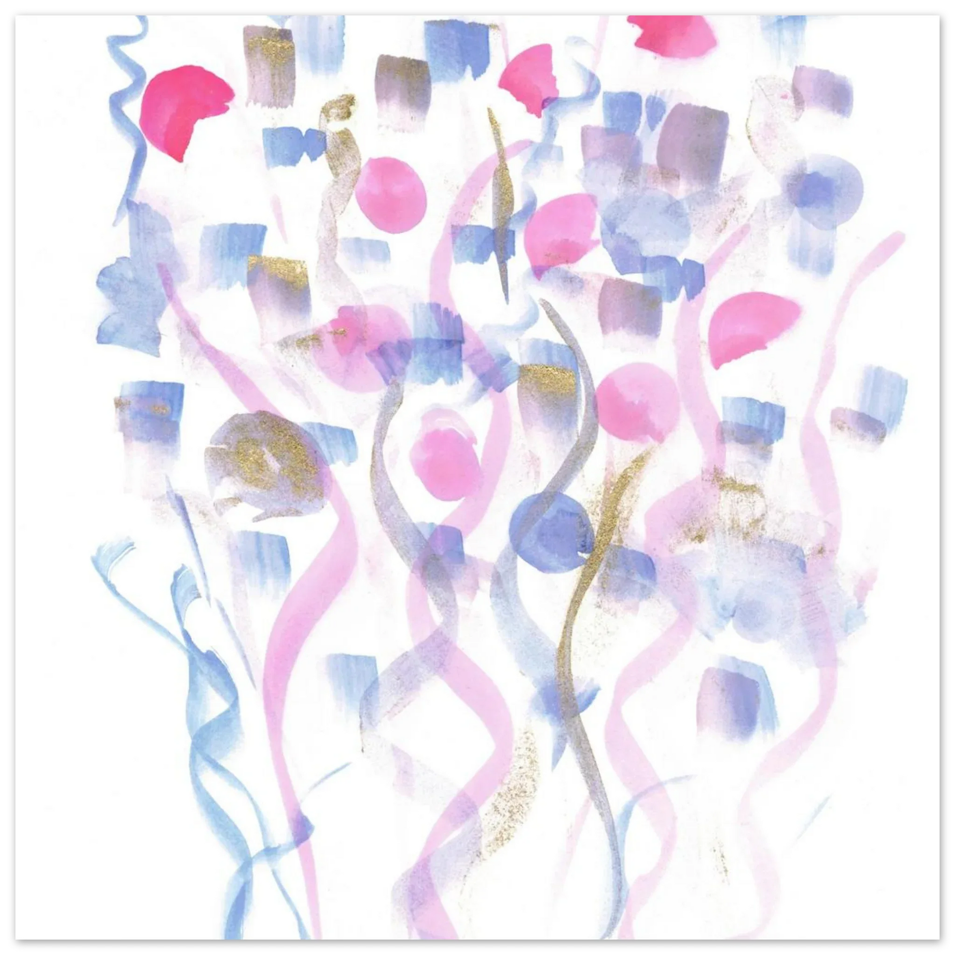 Abstract Watercolor Dreamscape Poster - Pastel Hues & Gold Flecks RDJ3-1 - Laure Leprince - Artiste Peintre