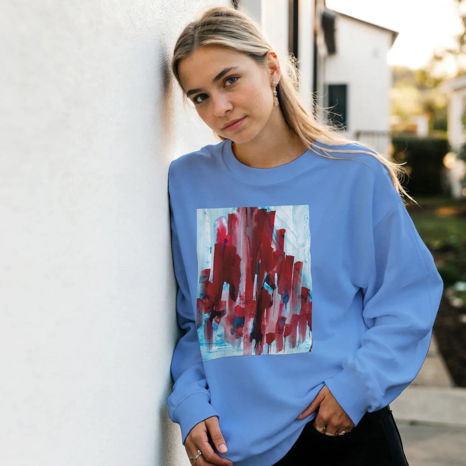 Sweatshirt Unisexe Classique Crimson Tower– Impression Artistique Multicolore - Laure Leprince - Artiste Peintre