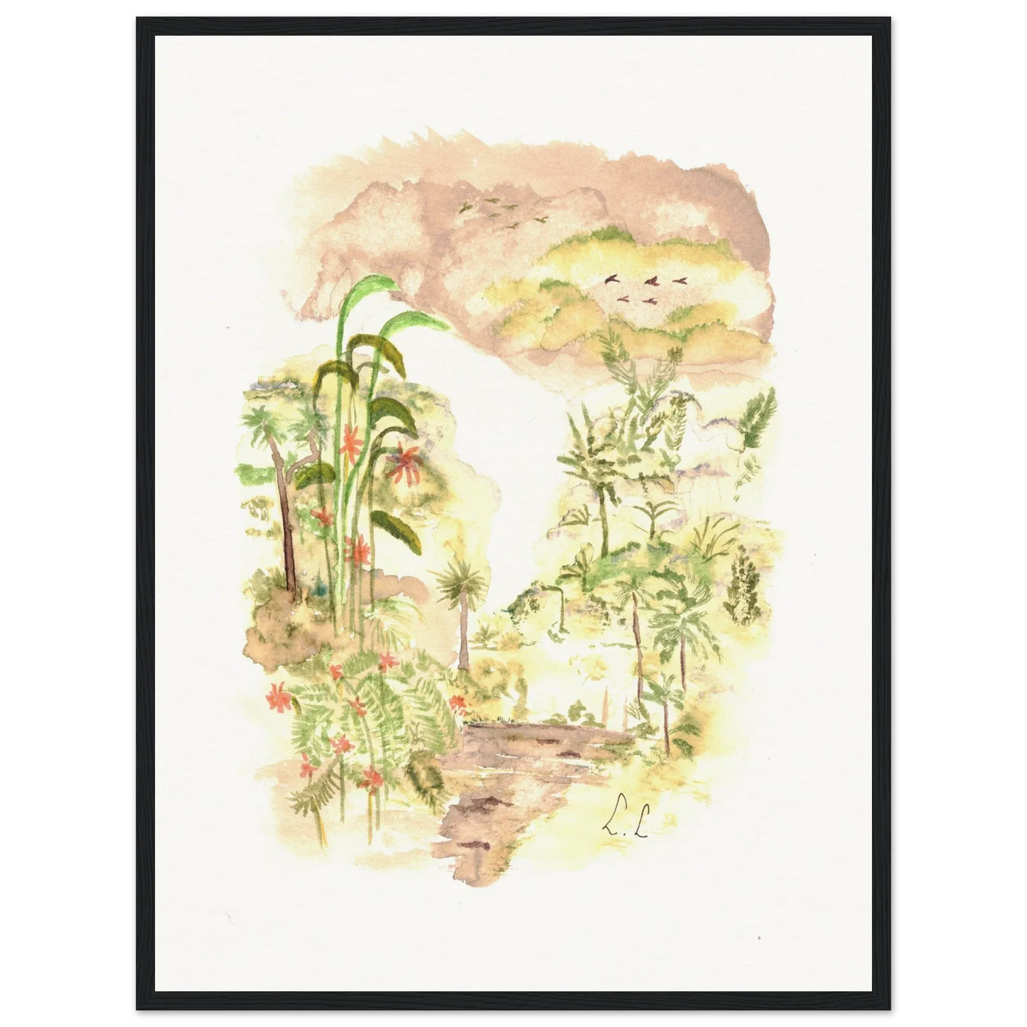 Museum-Quality Matte Paper Wooden Framed Poster Jungle - Laure Leprince - Artiste Peintre