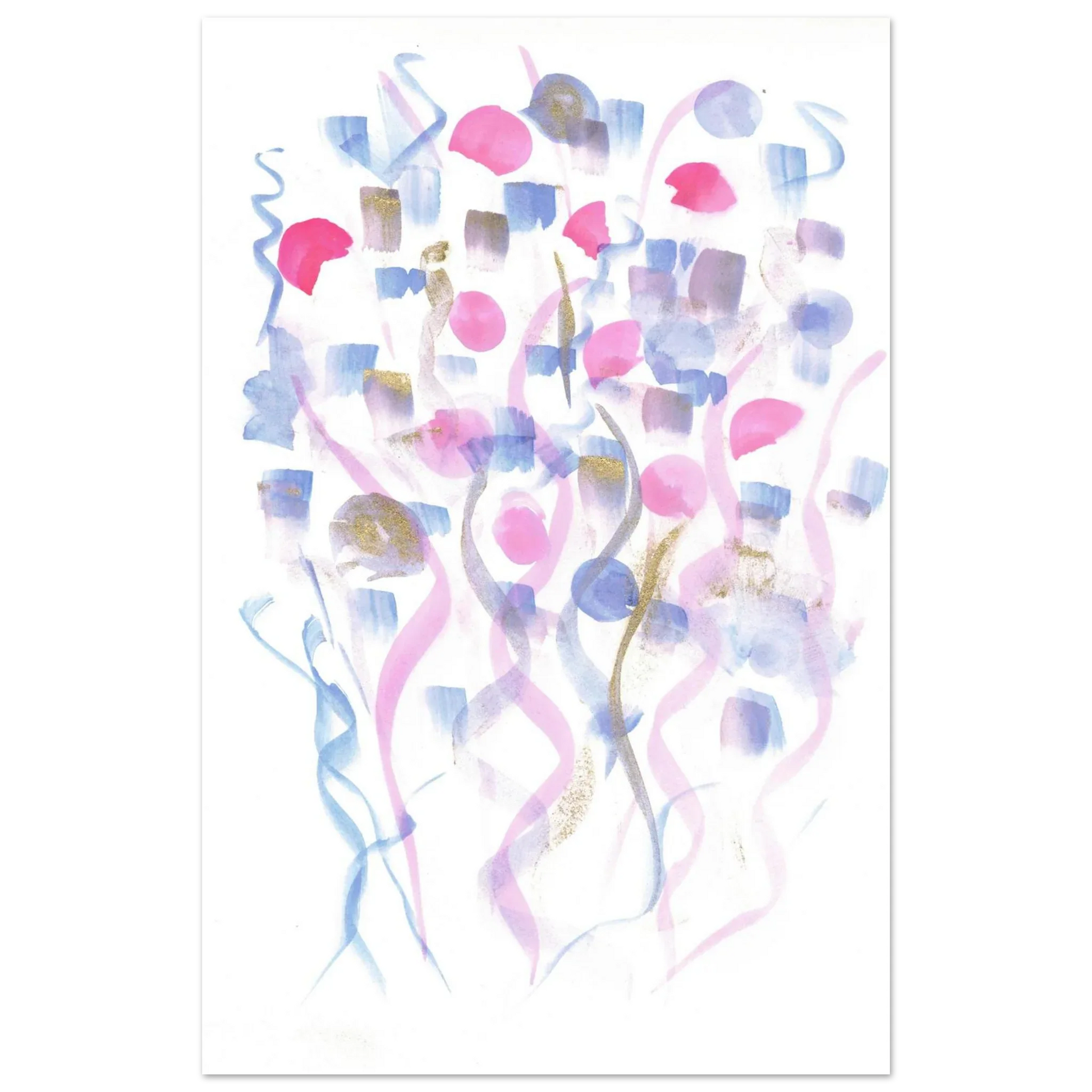 Abstract Watercolor Dreamscape Poster - Pastel Hues & Gold Flecks RDJ3-1 - Laure Leprince - Artiste Peintre