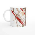 Mug en céramique blanche 33 cl particules – Brillant, compatible lave-vaisselle et micro-ondes - Laure Leprince - Artiste Peintre