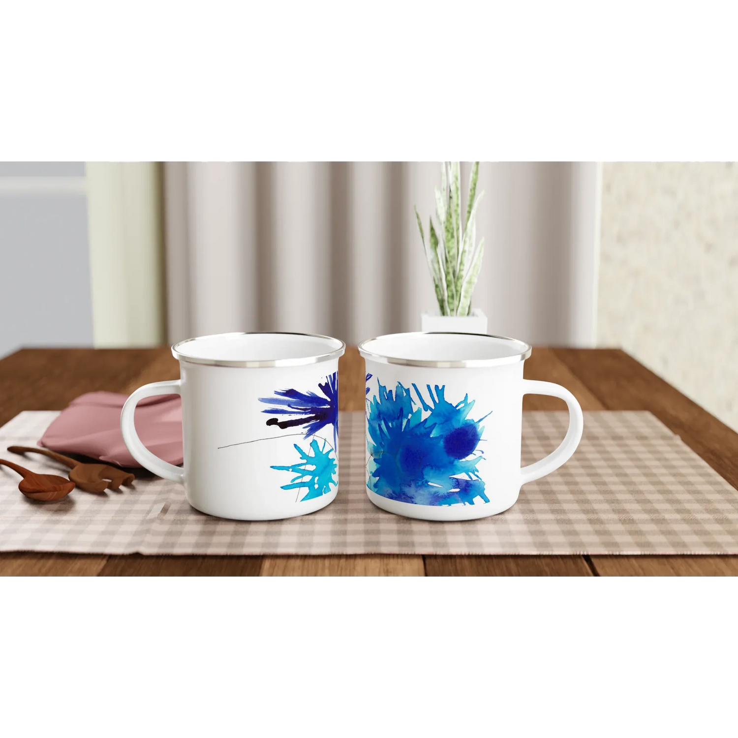 Mug en émail blanc 35 cl boreales – Léger, vintage et résistant - Laure Leprince - Artiste Peintre