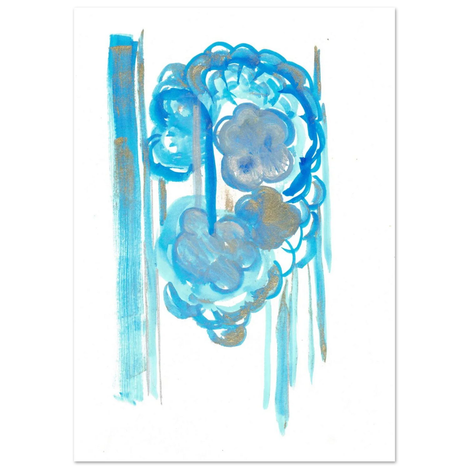 Abstract Azure & Gold Dreamscape Poster - Premium Matte Art Print in Various Sizes - Laure Leprince - Artiste Peintre