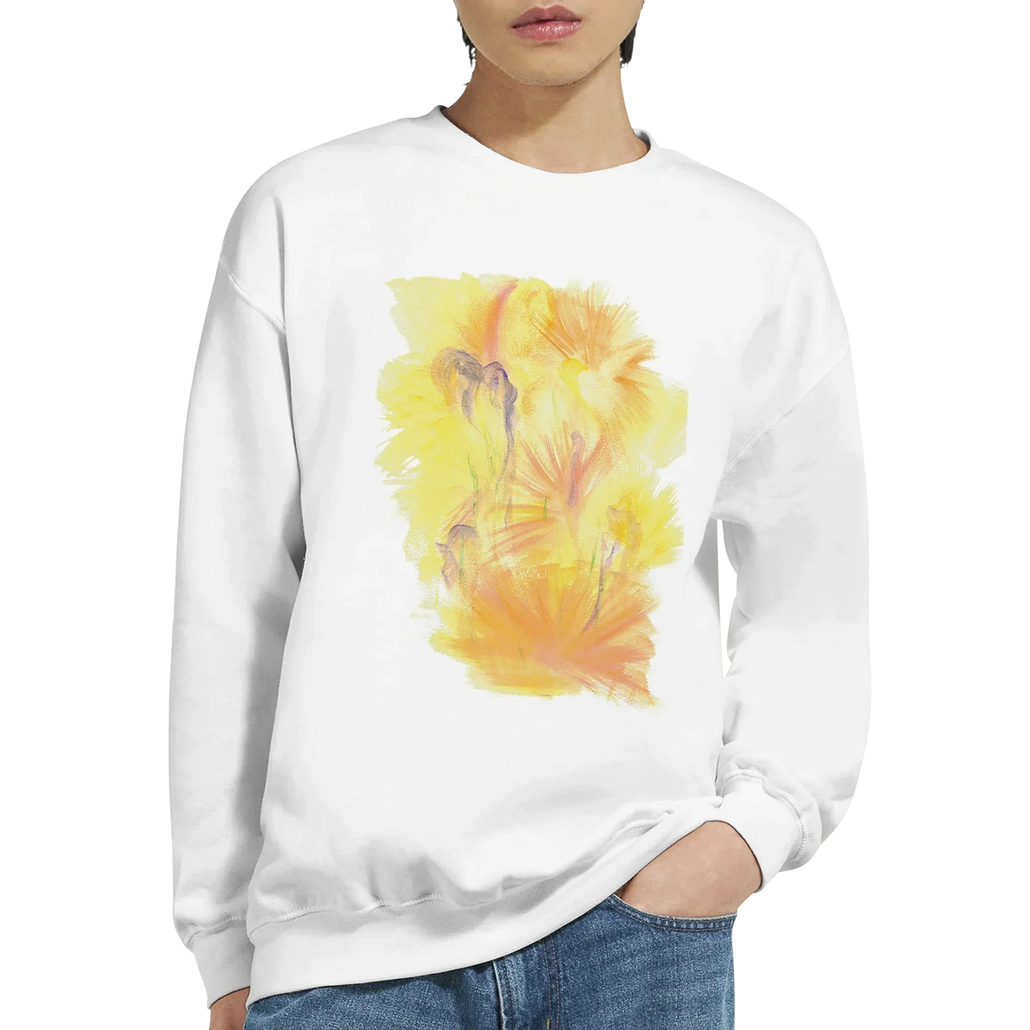 Sweatshirt Unisexe Classique Sun Whisper – Impression Artistique Multicolore - Laure Leprince - Artiste Peintre