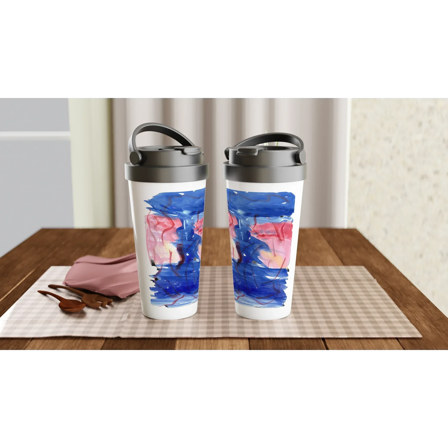 Mug de voyage isotherme 450 ml (15 oz) en acier inoxydable | Midnight Siren - Laure Leprince - Artiste Peintre